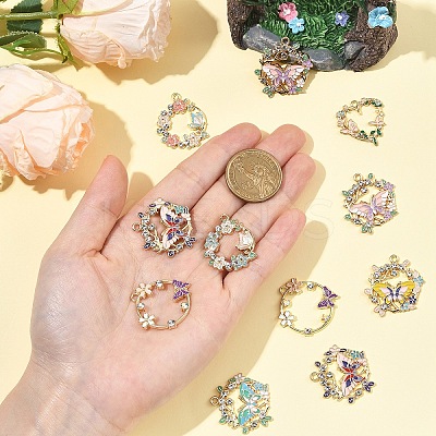 9Pcs 9 Styles Rack Plating Alloy Enamel Pendants FIND-YW0010-66-1
