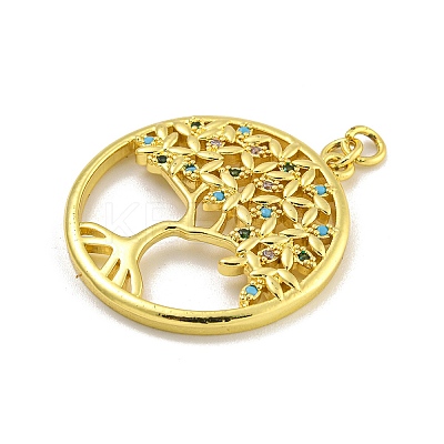 Rack Plating Brass Micro Pave Cubic Zirconia Pendants KK-C074-05G-1