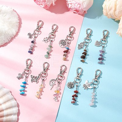 Natural & Synthetic Gemstone Chip Beaded Pendant Decorations HJEW-JM03265-1
