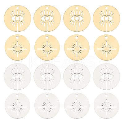 16Pcs 2 Style 201 Stainless Steel Pendants STAS-DC0002-92-1