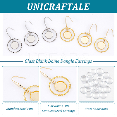 12 Pair 2 Color Glass Blank Dome Dangle Earrings EJEW-AB00020-1