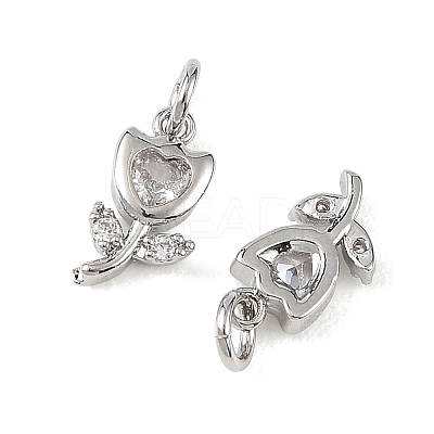 SHEGRACE Brass Micro Pave Clear Cubic Zirconia Charms XGRQ4N295-706P-1