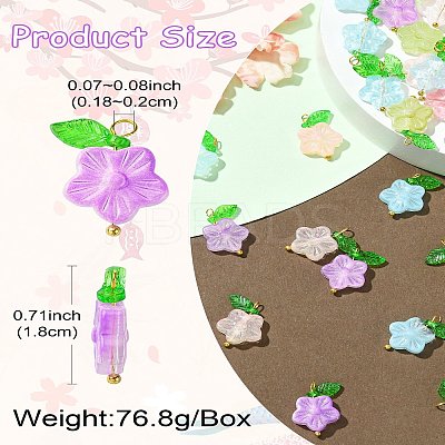 60Pcs 6 Colors Glass Pendants PALLOY-CJ00062-1