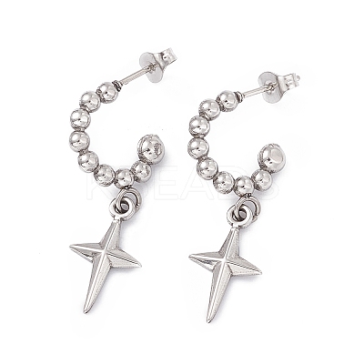 Tarnish Resistant 304 Stainless Steel Ring with Star Dangle Stud Earrings LS-EJEW-B018-03P-1