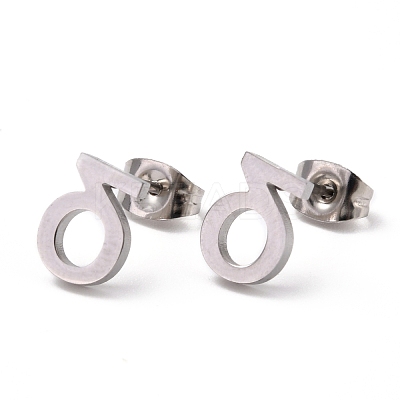 Tarnish Resistant 304 Stainless Steel Greek Alphabet Stud Earrings STAS-D007-07P-05-1
