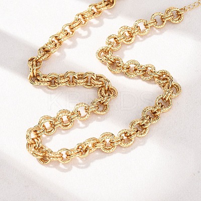 8MM 304 Stainless Steel Twisted Double Rolo Chain Necklaces for Women NJEW-G194-05G-02-1
