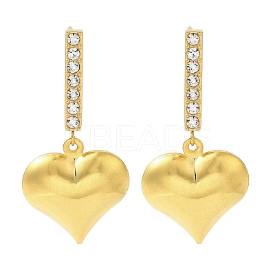 Ion Plating(IP) 304 Stainless Steel Inlay Rhinestone Stud Earrings for Women EJEW-M024-06B-G-1