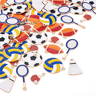 60Pcs 6 Styles Alloy Enamel Pendants ENAM-TA0002-96-1