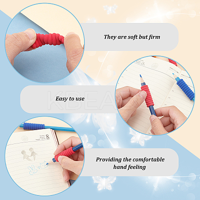 60Pcs 6 Colors Plastic Pencil Grips for Kids AJEW-GA0006-56-1