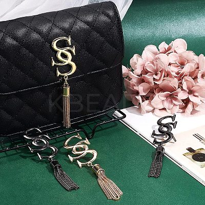 4Sets 2 Colors Double Letter S Alloy Tassels Style Bag Lock Decorations Accessories FIND-WR0003-63-1