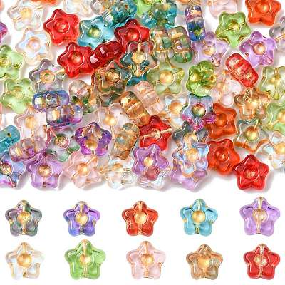80Pcs 10 Colors Electroplate and Golden Metal Enlaced Glass Beads EGLA-FS0001-56-1