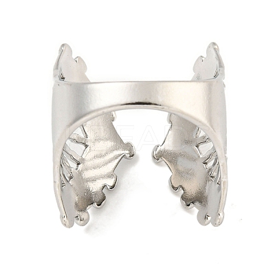 Non-Tarnish 304 Stainless Steel Fan Shape Open Cuff Ring for Women RJEW-A043-18P-1