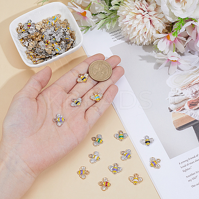 80Pcs 2 Colors Alloy Enamel Charms ENAM-DR0001-11-1
