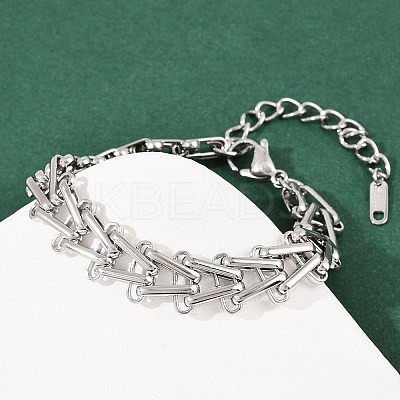 304 Stainless Steel Link Chain Bracelets for Women BJEW-C113-01P-1