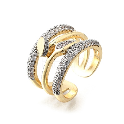 Brass Micro Pave Cubic Zirconia Cuff Rings RJEW-V007-05GP-1