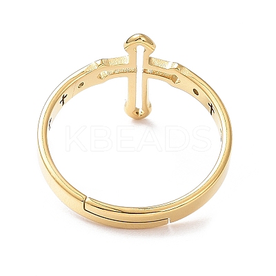 Ion Plating(IP) 304 Stainless Steel Hollow Out Cross Adjustable Ring for Women RJEW-I097-05G-1