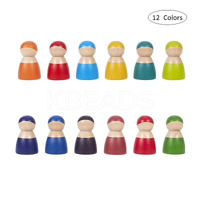 Rainbow Wooden Peg Dolls WOOD-WH0098-53-1