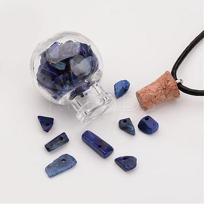 Glass Wishing Bottle Leather Cord Pendant Necklaces NJEW-JN01614-1