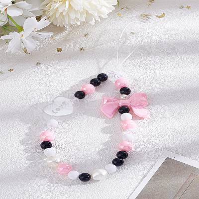 1Pc Valentine's Day Acrylic Beaded Mobile Straps for Women AJEW-LP0004-50-1