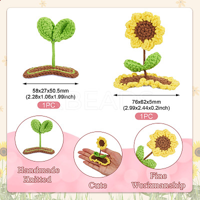 2Pcs 2 Styles Handmade Knitted Wool Snap Hair Clip AJEW-TA0001-59-1