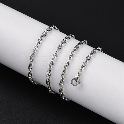 3mm Rack Plating Brass Rope Chain Necklaces for Women Men MAK-L044-29P-1