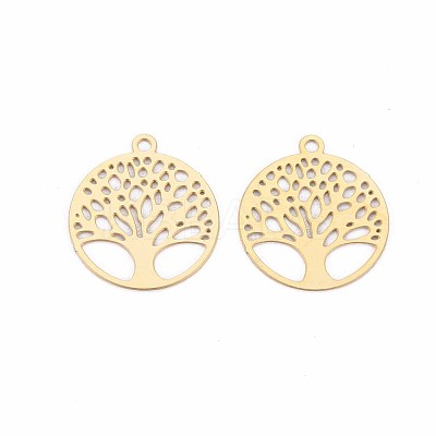 Rack Plating 201 Stainless Steel Filigree Pendants STAS-T057-49G-1