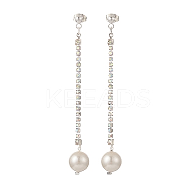 Brass Rhinestone Strass Chains Dangle Stud Earrings EJEW-TA00195-1