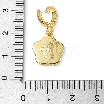 Christmas Brass Rhinestone Flower Pendant Decorations KK-H498-01G-09-1