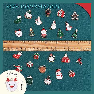 50Pcs 25 Style Christmas Alloy Enamel Pendants ENAM-SZ0003-09-1
