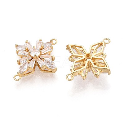 Brass Pave Clear Cubic Zirconia Connector Charms KK-N284-10G-1