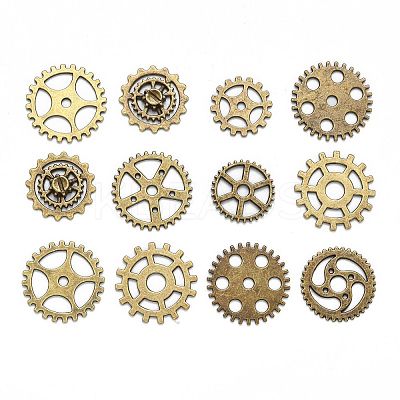 Metal Alloy Steampunk Gear Charms Connectors Cog Pendants TIBEP-X0021-01AB-FF-1