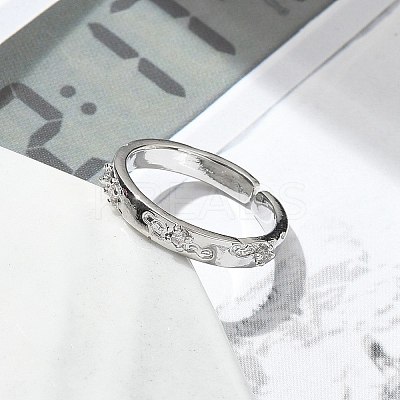 Clear Cubic Zirconia Cuff Rings RJEW-G337-16P-1