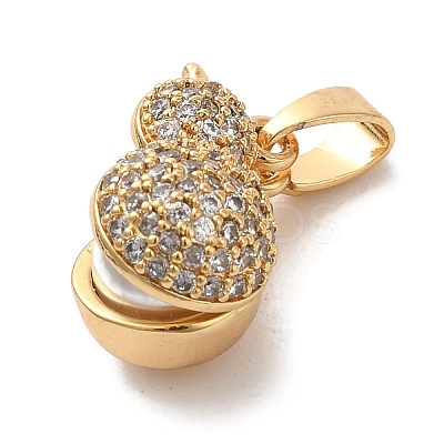 Brass Micro Pave Cubic Zirconia with ABS Plastic Pearl Charms KK-C072-44G-1