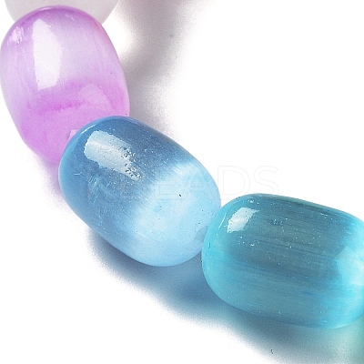 Dyed Natural Selenite Column Beaded Stretch Bracelet for Women BJEW-I312-03-1