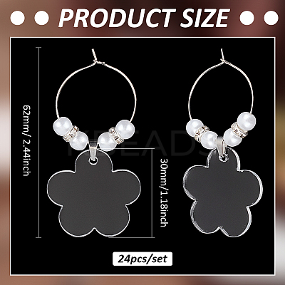 24Pcs Flower Acrylic Wine Glass Charms HJEW-BC00037-1