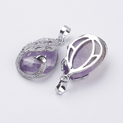 Natural Amethyst Pendants X-G-E442-04C-1