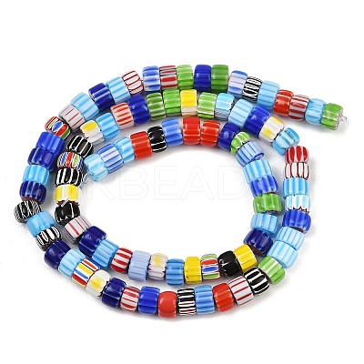 Handmade Millefiori Glass Column Beads Strands LA-CBA6DF7-01-1