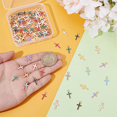 120Pcs 8 Colors Alloy Enamel Pendants FIND-UN0007-73-1