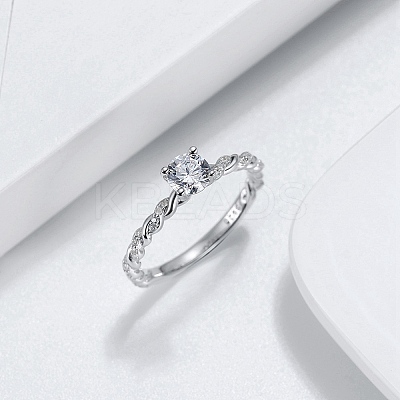 Rhodium Plated 925 Sterling Silver Finger Ring RJEW-C064-01C-P-1