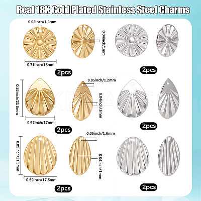 48Pcs 6 Styles 304 Stainless Steel Pendants STAS-BBC0007-62-1