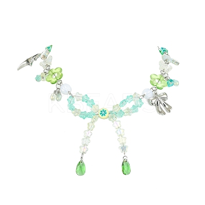 Alloy Bowknot & Dog & Star Pendant Necklace NJEW-FZ00006-1