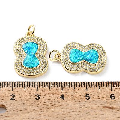 Rack Plating Brass Micro Pave Cubic Zirconia Pendants KK-C041-22G-1