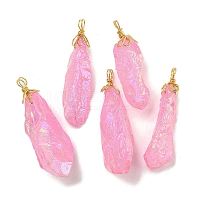 Electroplated Raw Rough Natural Quartz Crystal Big Pendants G-A229-02G-05-1