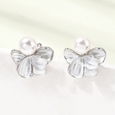 Brass Enamel Stud Earrings KK-CBAB173-02C-P-1