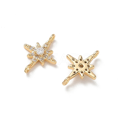 Brass Micro Pave Clear Cubic Zirconia Connector Charms KK-P355-28G-1