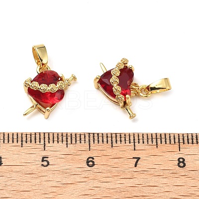 Brass Micro Pave Cubic Zirconia Charms KK-G533-09G-1