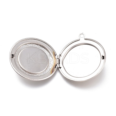 Tarnish Resistant 316 Stainless Steel Locket Pendant Cabochons Settings STAS-O132-04P-1