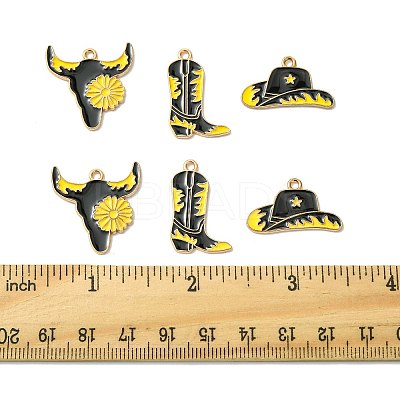 30Pcs 3 Styles Western Cowboy Theme Alloy Enamel Pendants ENAM-FS0003-89-1
