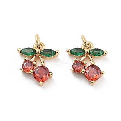 Cherry Rack Plating Brass Micro Pave Cubic Zirconia Charms X-KK-G512-24G-1