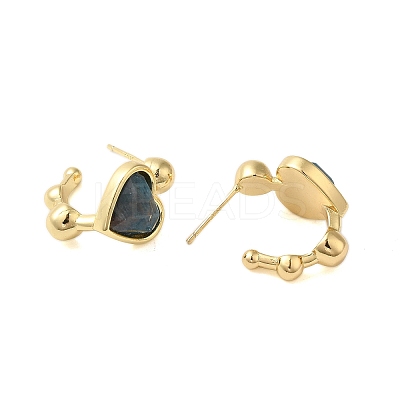 Natural Apatite Heart Stud Earrings EJEW-K287-01G-03-1